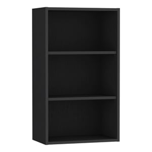 Pemberly Row Contemporary Wall Cabinet with 3 Shelves in Black