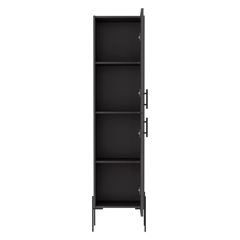 Pemberly Row Contemporary Wooden Cabinet with 1-Door and 4-Shelves in Matt Gray