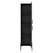 Pemberly Row Contemporary Wooden Cabinet with 1-Door and 4-Shelves in Matt Gray
