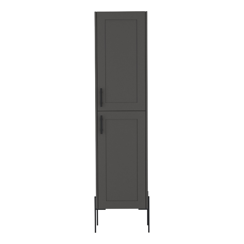 Pemberly Row Contemporary Wooden Cabinet with 1-Door and 4-Shelves in Matt Gray