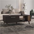 Pemberly Row Contemporary Coffee Table 1 Door 1 Shelf Black Natural Oak