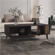 Pemberly Row Contemporary Coffee Table 1 Door 1 Shelf Black Natural Oak