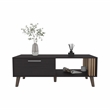 Pemberly Row Contemporary Coffee Table 1 Door 1 Shelf Black Natural Oak
