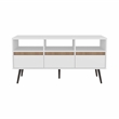 Pemberly Row Contemporary TV Stand 3 Drawers 3 Shelves White Natural Oak