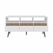 Pemberly Row Contemporary TV Stand 3 Drawers 3 Shelves White Natural Oak