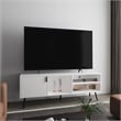 Pemberly Row Contemporary TV Stand 1 Door 3 Shelves in White