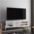 Pemberly Row Contemporary TV Stand 1 Door 3 Shelves in White