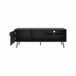 Pemberly Row Contemporary TV Stand 1 Door 3 Shelves in Black
