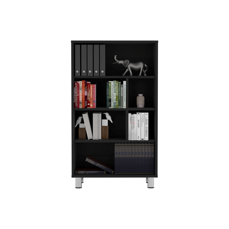Pemberly Row Bookcase With 6 Shelves in Black Engineered Wood