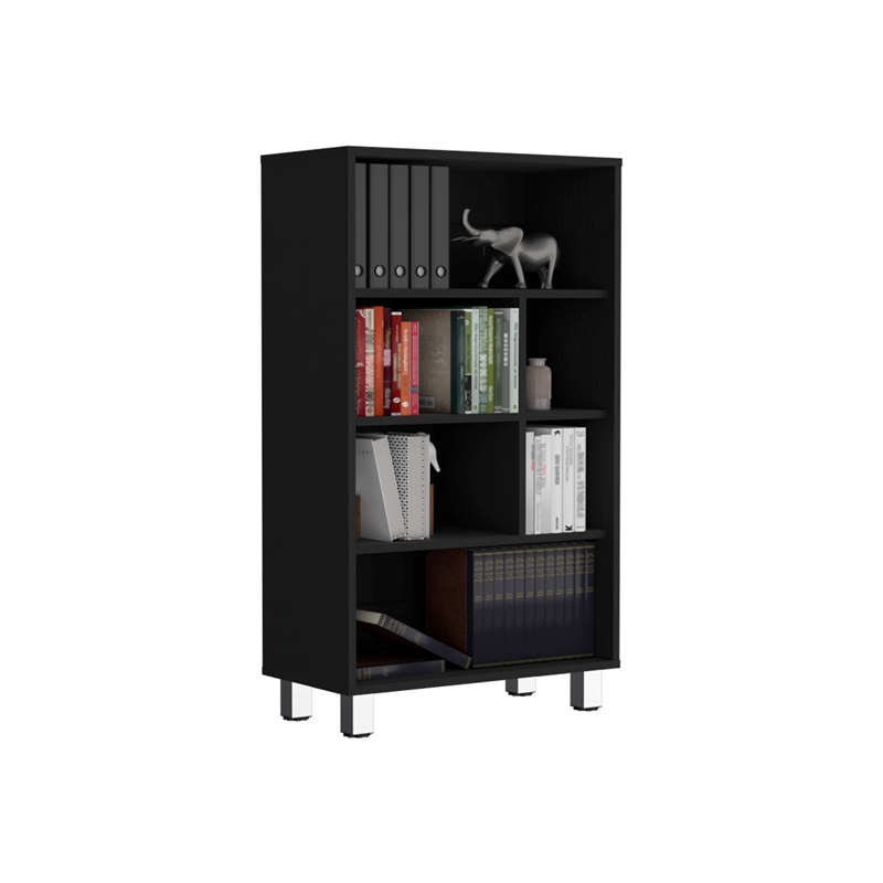 Pemberly Row Bookcase With 6 Shelves in Black Engineered Wood