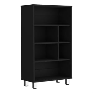 Pemberly Row Bookcase With 6 Shelves in Black Engineered Wood