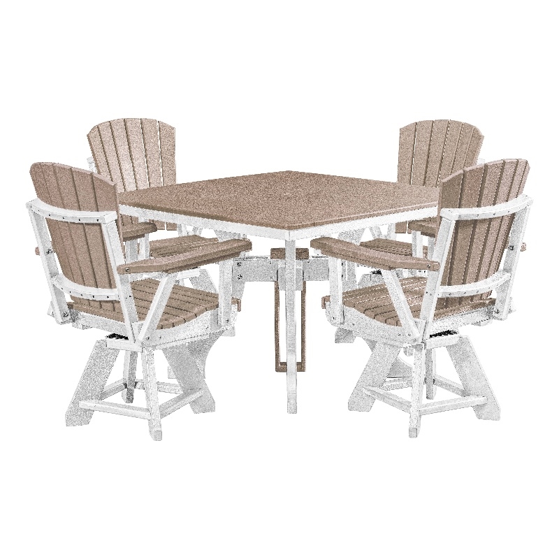 Pemberly Row 5 Piece Square Dining Height Dining Set in Weatherwood/White