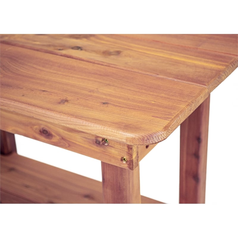 Pemberly Row Traditional Solid Wood Cedar Rectangle Side Table in Brown