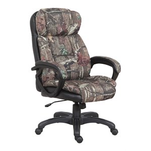 Pemberly Row 45.25&quot Fabric Executive Chair in Mossy Oak/Black