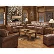 Pemberly Row Traditional Microfiber Deer Valley Loveseat in Brown
