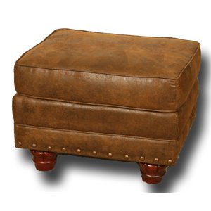 Pemberly Row Traditional 26.5&quot Microfiber Ottoman in Brown