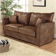 Pemberly Row Traditional Microfiber Sleeper Sofa in Brown with Solid Wood Legs