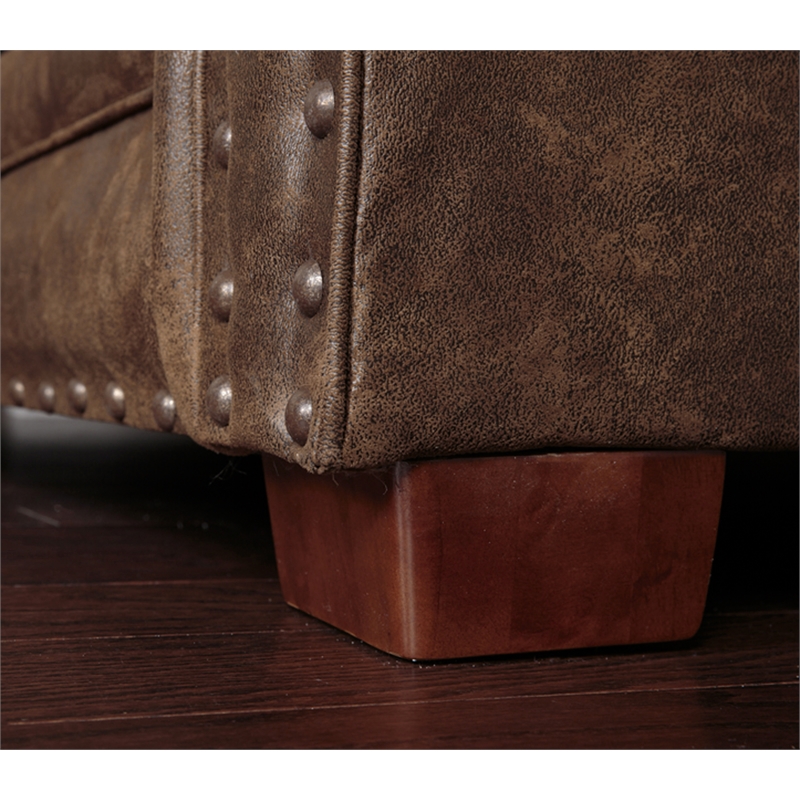 Pemberly Row Traditional 4-piece Microfiber Sleeper Sofa Set in Brown