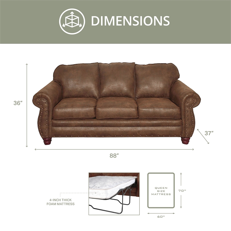 Pemberly Row Traditional 4-piece Microfiber Sleeper Sofa Set in Brown