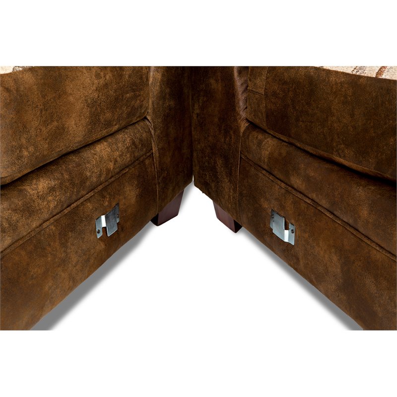 Pemberly Row Traditional 2-piece Microfiber Sectional in Brown