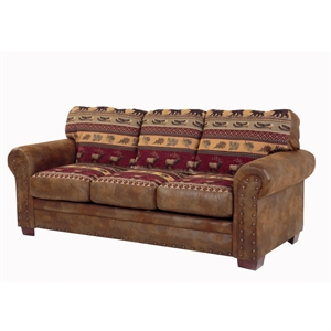Pemberly Row Sierra Lodge 88&quot Microfiber Sleeper Sofa in Brown