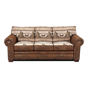 Pemberly Row Alpine Lodge 88&quot Microfiber Sleeper Sofa in Brown