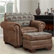 Pemberly Row Traditional Deer Teal/Brown Tapestry Lodge Ottoman