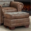 Pemberly Row Traditional Deer Teal/Brown Tapestry Lodge Ottoman