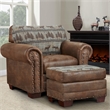 Pemberly Row Traditional Deer Teal/Brown Tapestry Lodge Arm Chair