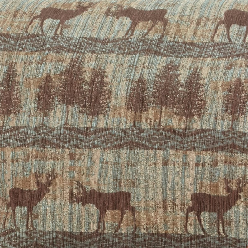 Pemberly Row Traditional Deer Teal Lodge 4-Piece Set in Brown