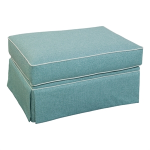 Pemberly Row Coastal Fabric Upholstered Ottoman in Turquoise
