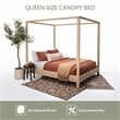 Pemberly Row Transitional Queen Size Canopy Bed with Raised Platform