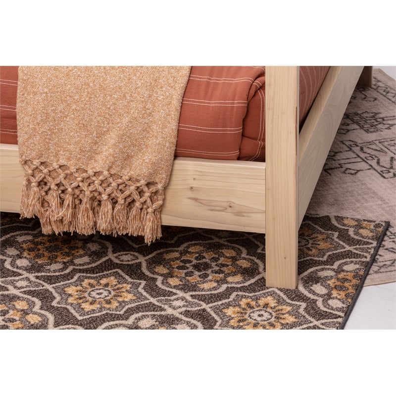 Pemberly Row Transitional Queen Size Canopy Bed with Raised Platform