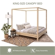 Pemberly Row Transitional King Size Canopy Bed with Raised Platform