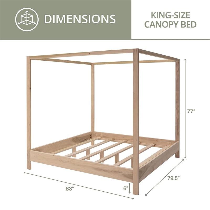 Pemberly Row Transitional King Size Canopy Bed with Raised Platform