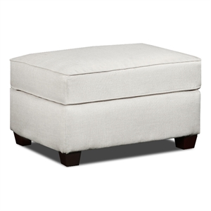 Pemberly Row Contemporary Polyester Soft Washed Tweed Fabric Cream Ottoman
