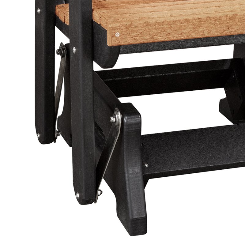 Pemberly Row Resin Double Glider with Center Table in Cedar/Black