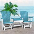 Pemberly Row Resin Double Glider with Center Table in White/Blue