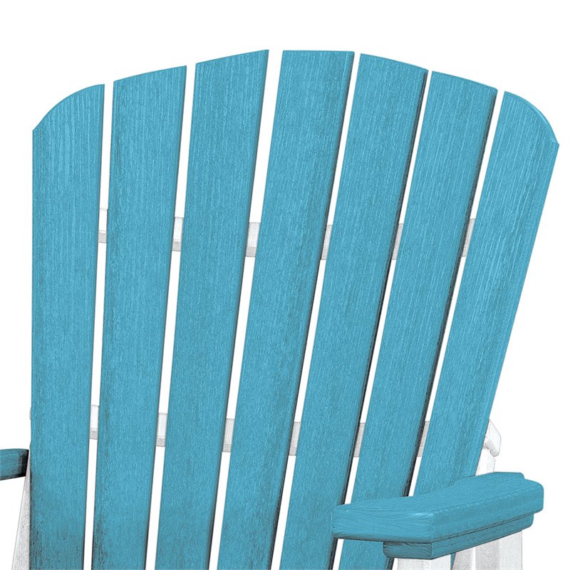 Pemberly Row Resin Double Glider with Center Table in White/Blue