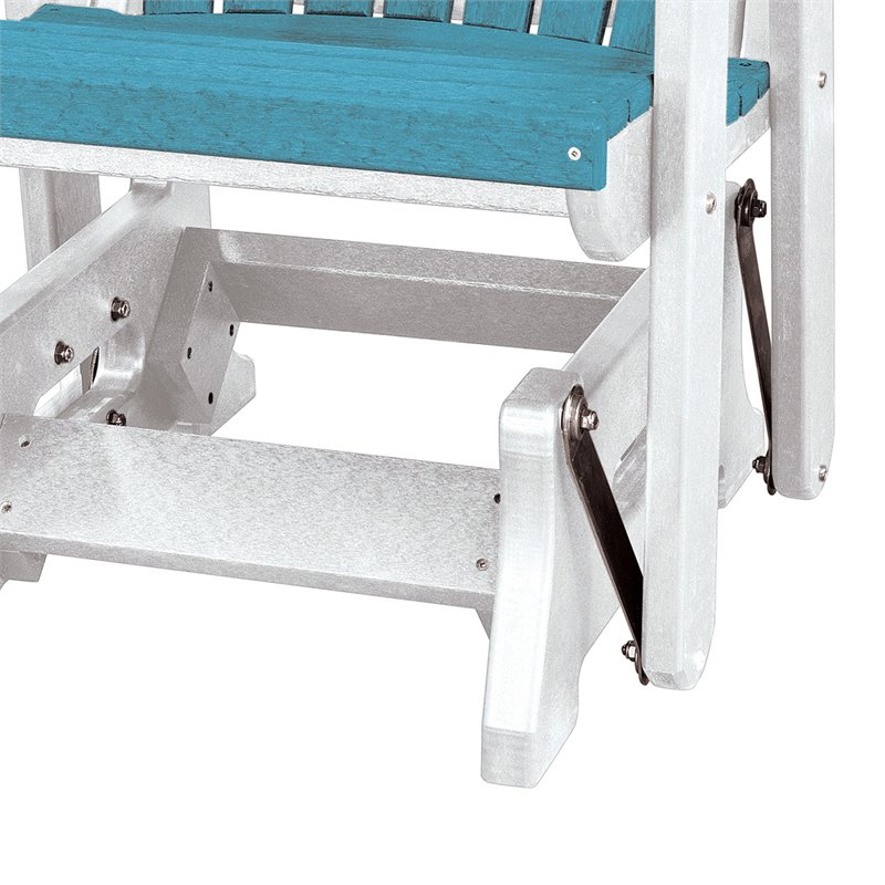 Pemberly Row Resin Double Glider with Center Table in White/Blue