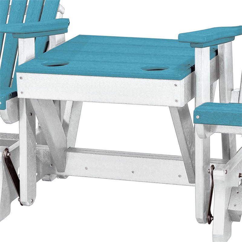 Pemberly Row Resin Double Glider with Center Table in White/Blue