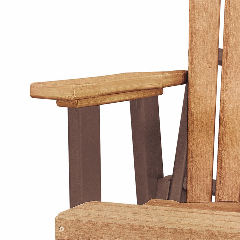 Pemberly Row Resin Double Glider with Center Table in Cedar/Brown