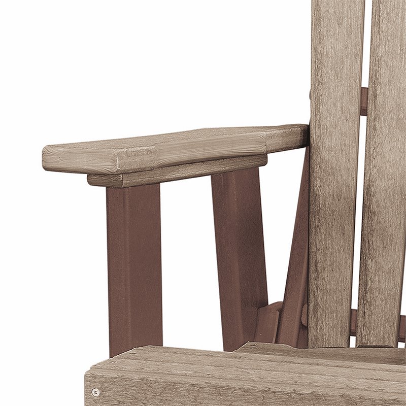 Pemberly Row Coastal Resin Double Glider with Center Table in Brown