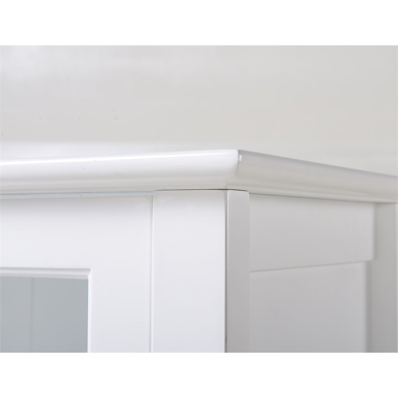 Pemberly Row Transitional Wood Accent Display Cabinet in White