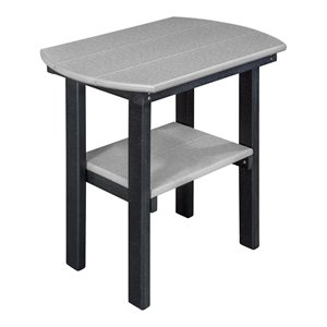 Pemberly Row 16&quot Oval Resin End Table in Light Gray and Black