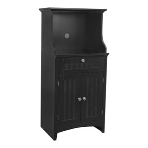 Pemberly Row 23.5&quot Wood Microwave/Coffee Maker Cabinet in Black