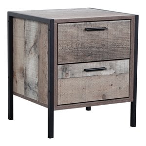 Pemberly Row Transitional 17.25&quot 2-Drawer Wood Night Stand in Brown
