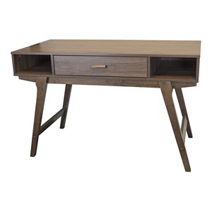 Pemberly Row Mid-Century 47.25&quot 1-Drawer Wood Desk in Danish Walnut