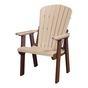 Pemberly Row Coastal 42&quot Resin Fan Back Chair in Weatherwood/Brown