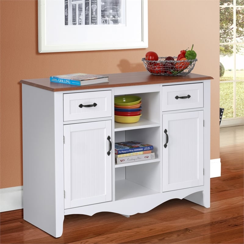 Pemberly Row White Countryside Buffet with  2 Drawers & 2 Doors